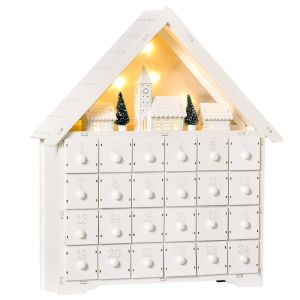 Calendario adviento navidad 39x9x42 cm madera contrachapada color blanco