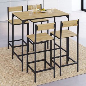 Mesa alta industrial - 4 sillas - 100 cm