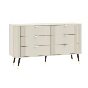 Comoda - 3xe living - 6 cajones - cachemira - fachada acanalada - patas de