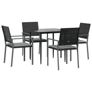 vidaXL juego comedor jardín 5 piezas y cojines ratán sintético y acero