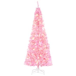 Árbol de navidad PVC, acero color rosa 63x63x180 cm homcom