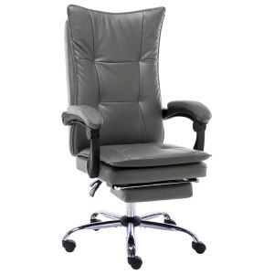 vidaXL silla de oficina de cuero sintético gris antracita