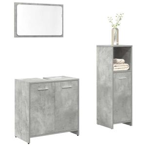 Set muebles de baño 2 piezas madera contrachapada gris hormigón esb1760