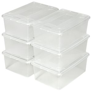 Set de 24 cajas transparentes de almacenaje apilables con tapa