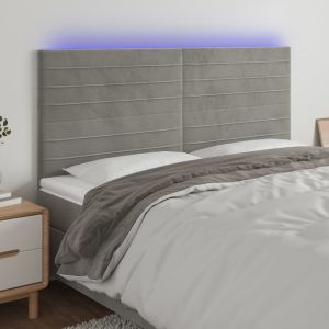 Cabecero con luces LED terciopelo gris claro 180x5x118/128 cm eso7192