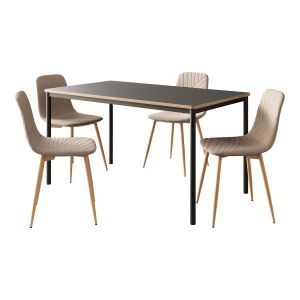 Juego de comedor lindesberg mesa rectangular 4 sillas - marrón claro