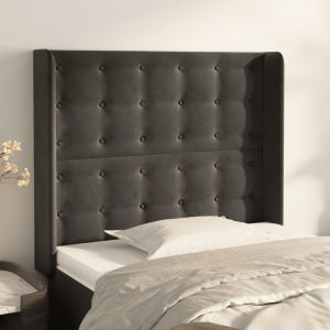 Cabecero con orejas de terciopelo gris oscuro 103x16x118/128 cm eso7106
