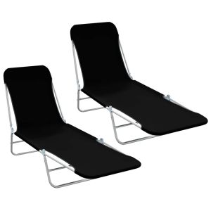 vidaXL tumbonas plegables 2 unidades acero y tela negras