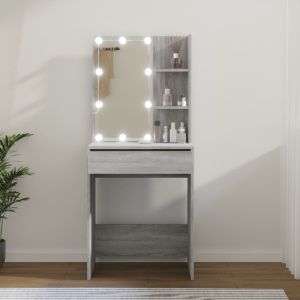 Tocador con LED color gris sonoma 60x40x140 cm es8984
