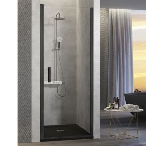 Puerta abatible de ducha nardi negro mate 65-69  cm