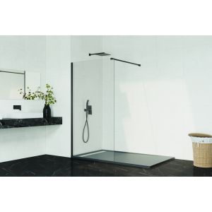Panel fijo de ducha screen negro decorado 106,5-108cm