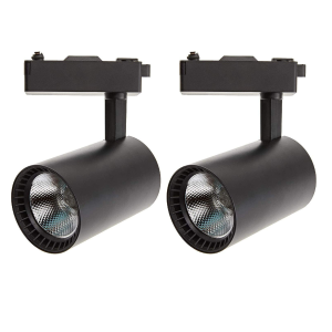 2x foco LED carril negro 30w, blanco frio 6000k, 2200 lm, 220v monofásico