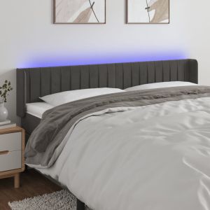 Cabecero con LED de terciopelo gris oscuro 203x16x78/88 cm eso7621