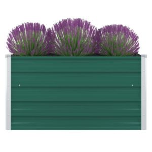 vidaXL jardinera elevada de acero galvanizado verde 100x100x45 cm