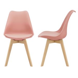 Juego de 2 sillas de comedor fläten  82x49x54cm polipiel - rosa [en.casa]