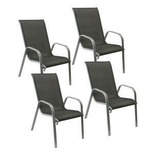Pack de 4 sillas marbella en textileno gris aluminio gris