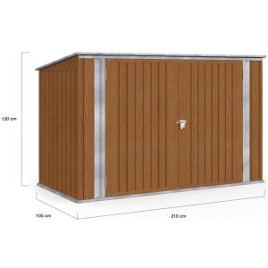 Cobertizo de jardín de metal efecto madera marrón - 210 cm