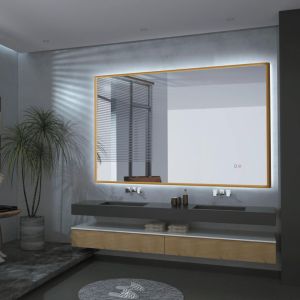 LEDimex - espejo 100x80cm LED retroiluminado oro cepillado