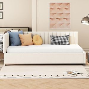 Canapé cama 90x200 cm velours convertible beige