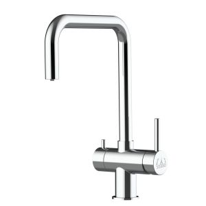 Grifo de cocina 4 vías acero inoxidable caño giratorio en n, pulido
