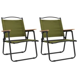 vidaXL sillas de camping 2 uds tela oxford verde 54x55x78 cm