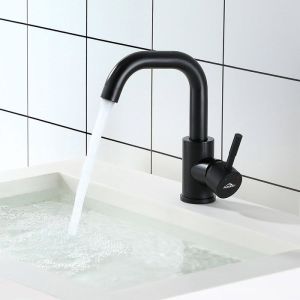 Auralum mezclador de lavabo negro grifo de agua fría y caliente en forma de