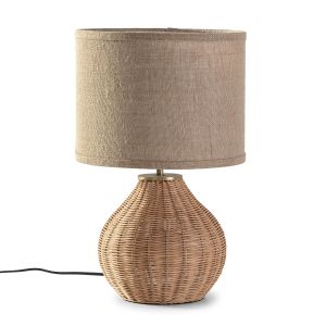 Lámpara de mesa naoko de ratán natural, diámetro 31 cm