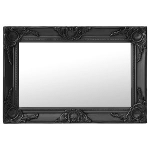 Espejo de pared estilo barroco negro 60x40 cm