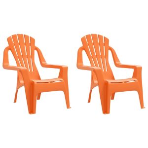 vidaXL sillas jardín niños 2 uds aspecto madera pp naranja 37x34x44 cm