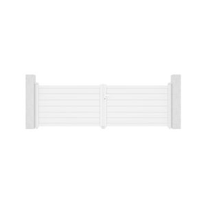 Puerta abatible 3,5m eiger al.115cm alu blanco + 2 postes 15x15cm al.166cm