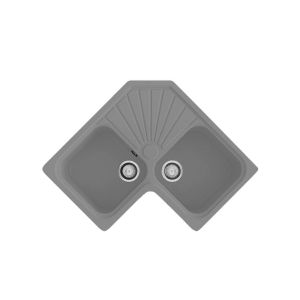 Poalgi - fregadero 78x78 cm agata gris - 2 cubetas