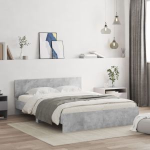 Cama con cabecero gris hormigón 150x200 cm