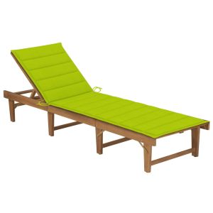 vidaXL tumbona plegable con cojín madera maciza de acacia