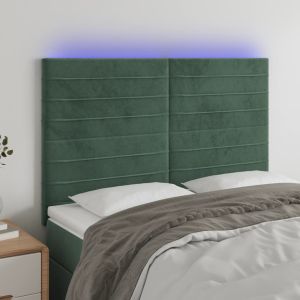 Cabecero con luces LED terciopelo verde oscuro 144x5x118/128 cm eso2324