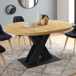 Mesa comedor redonda extensible alicia negra - 110-150 cm