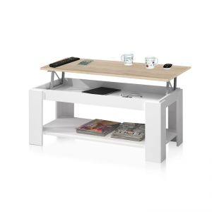 Mesa de centro elevable ambit blanco artik - roble canadian