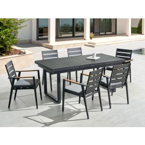 Conjunto de comedor exterior 6 plazas valcanetto/taviano metal negro
