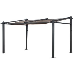 Pérgola adosada marrón grisácea 3 × 4m fréjus estructura de aluminio