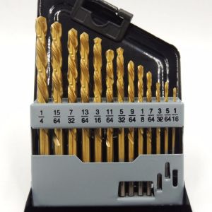Juego 13 brocas zurdas M2 TiN 1/16"-1/4"