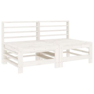 vidaXL sofás centrales de jardín 2 uds madera maciza de pino blanco