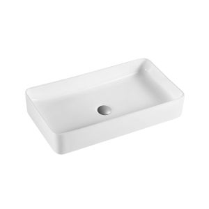 Lavabo para Baño Sobre Encimera Cerámico | 51cm x 35cm | Blanco Brillo