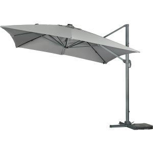 Parasol de jardin LED alu "sun 3 luxe" - cuadrado - 3 x 3 m - gris - bases