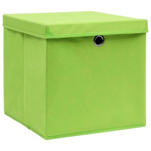 vidaXL cajas de almacenaje con tapas 10 uds tela verde 32x32x32 cm