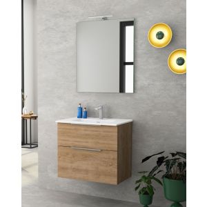 Mueble de baño suspendido con lavabo cerámico | 80 cm - roble natural