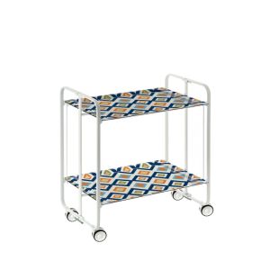 Carrito auxiliar con ruedas bauhaus armazón metálico blanco, 2 bandejas