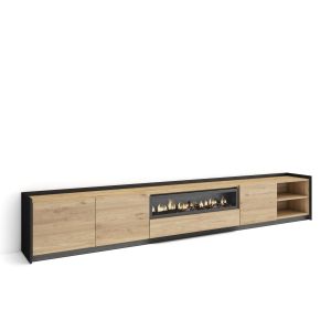 Mueble tv, 310x37x50cm, chimenea eléctrica, LED rf4860