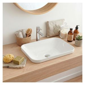 Lavabo rectangular palma de encastre en cerámica blanca 53x37cm