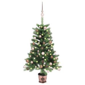 vidaXL árbol de navidad artificial con luces y bolas verde 65 cm