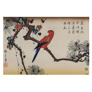 Papel pintado tejido no tejido 312x219 un pájaro en una rama tulup