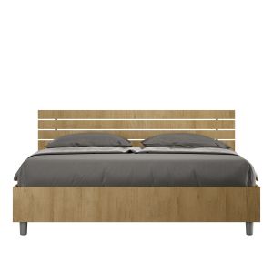 Cama sin somier 160x190 con cabecera inclinada roble natural ankel